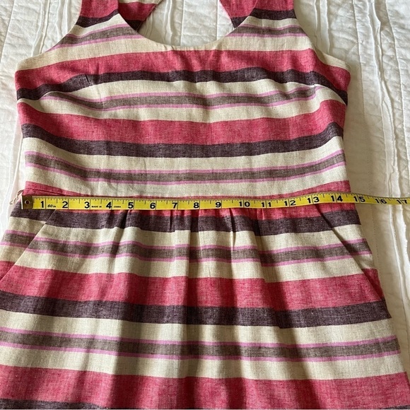 2/$30 Ann Taylor LOFT Linen Striped Sundress  Sleeveless Cutout Back.  SZ 2 - Picture 13 of 16